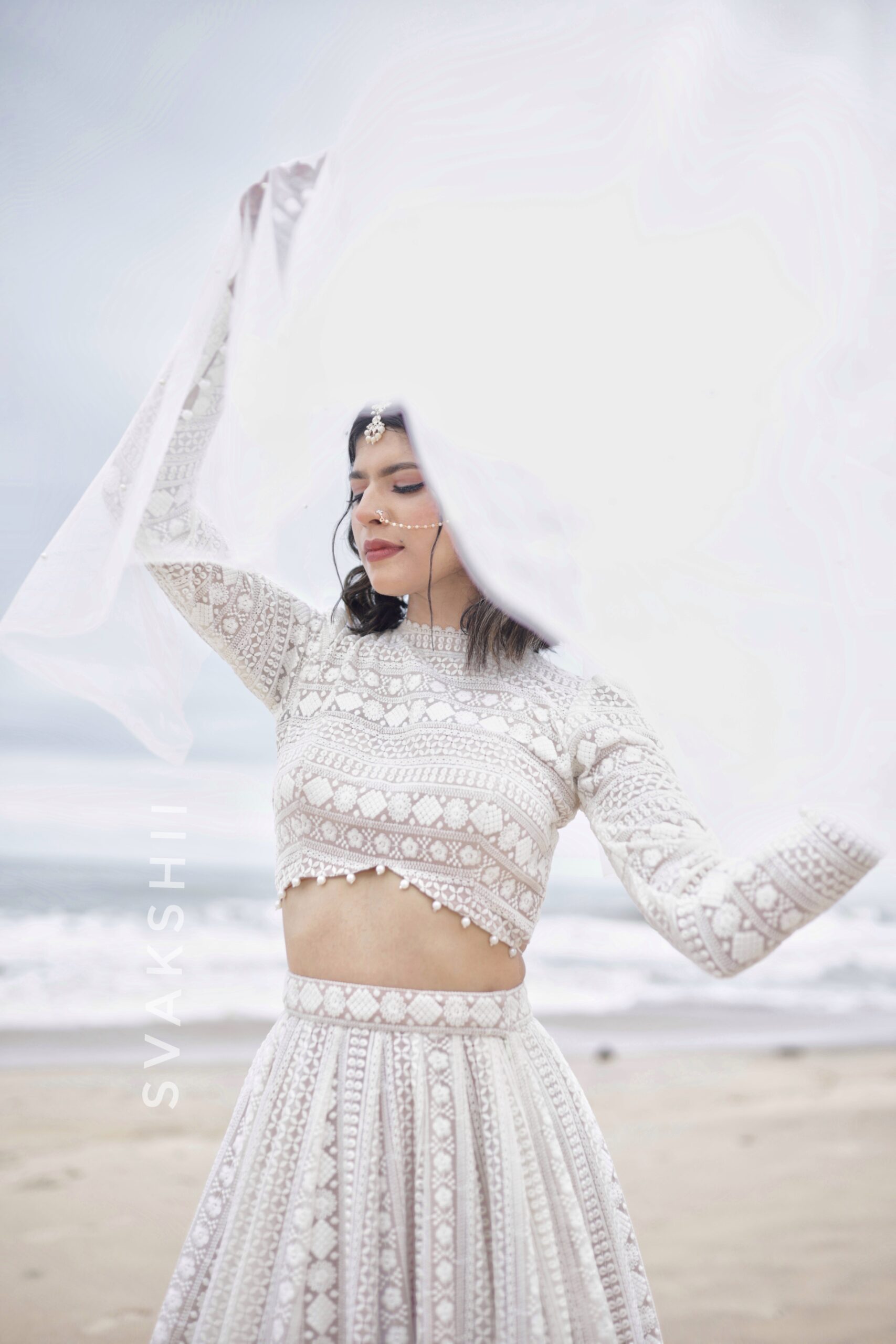 white blouse lehenga